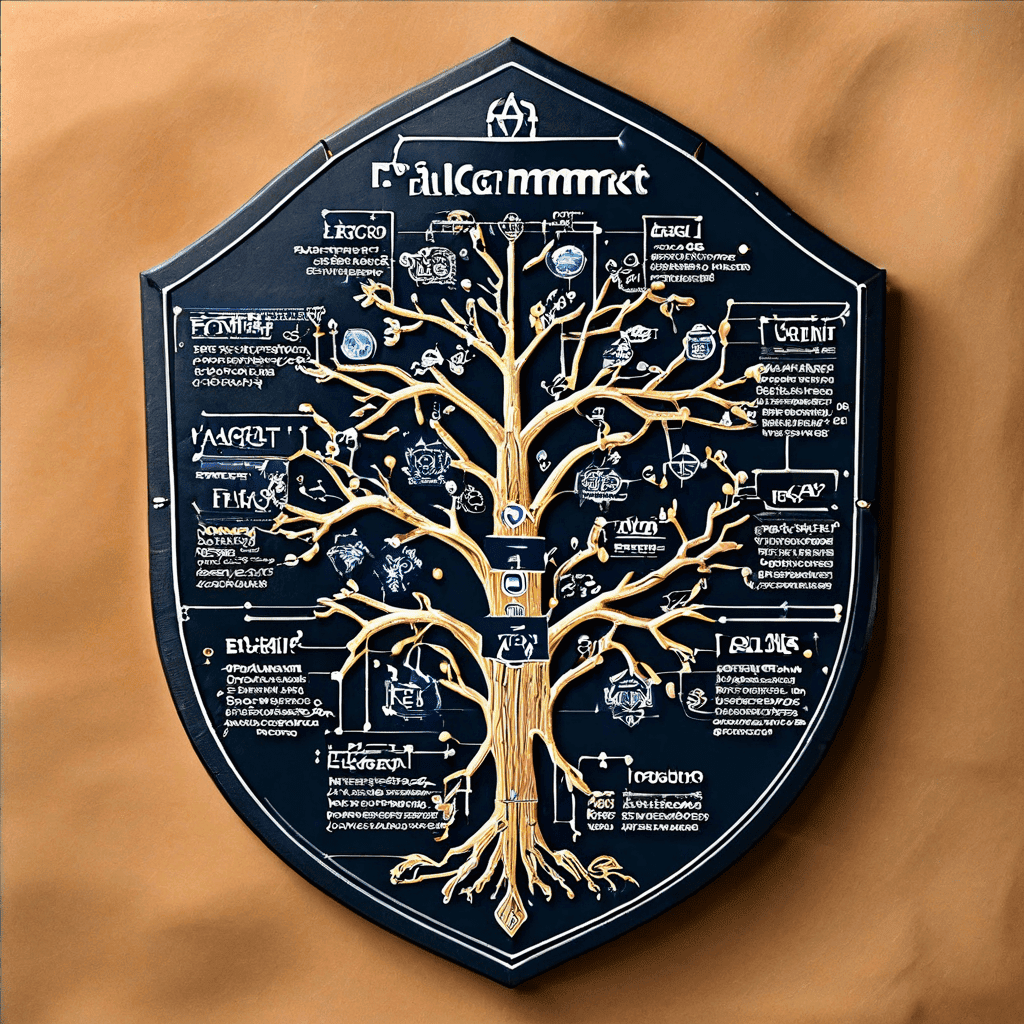 프로젝트 관리에서 위험 관리를 중심으로 비용, 안전, 규정 준수 등 핵심 요소들이 어떻게 연결되는지를 설명하는 플로우차트 구조의 다이어그램입니다.